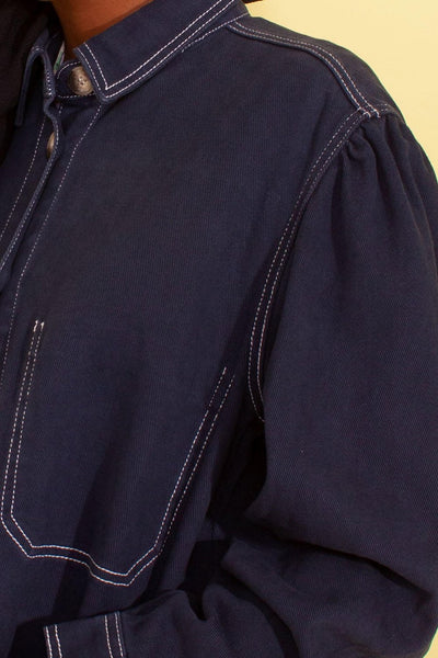 L.F. Markey Puff Sleeve Chore Coat - Navy Denim - nat + sus/the shop
