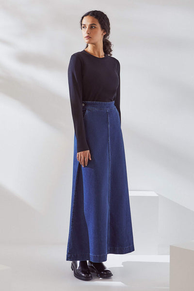 Kowtow Outline Skirt - Mid Blue Denim - nat + sus/the shop